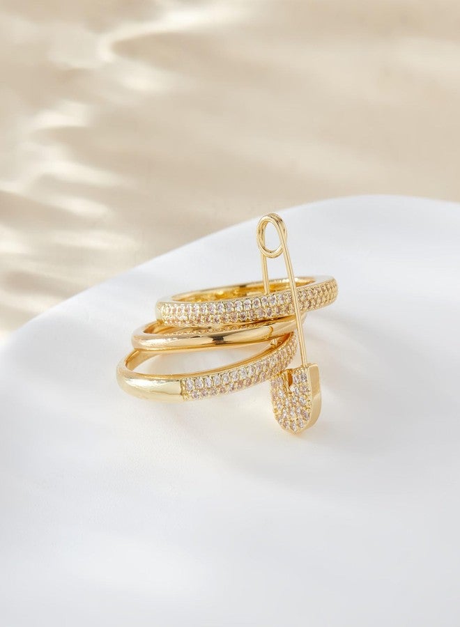 Jacruces Silver Stackable Rings for Women Non Tarnish Ring Set Dainty 14k Gold Plated Cz Cubic Zirconia Wedding Thumb Ring Set Stacking Pack Statement Chunky Band Rings Unique Jewelry Gift - Image 4